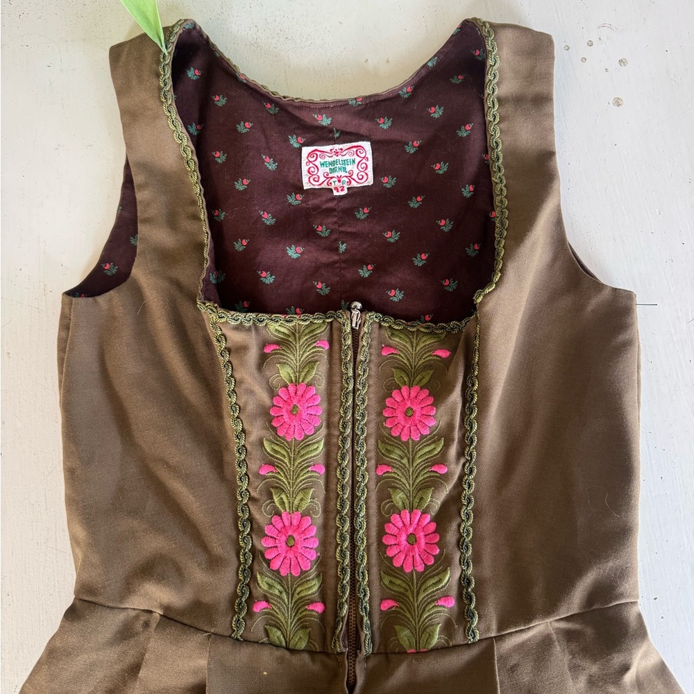 Authentic Vintage Wendelstein Dirndl Dress Floral Embroidered Handmade